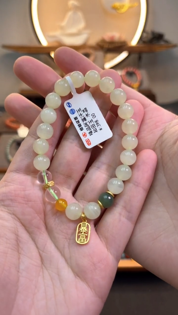 【闪购商品】石英质玉手链合金货号785