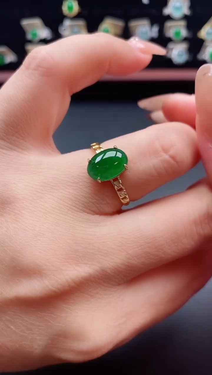 银S925镶嵌戒指翡翠1