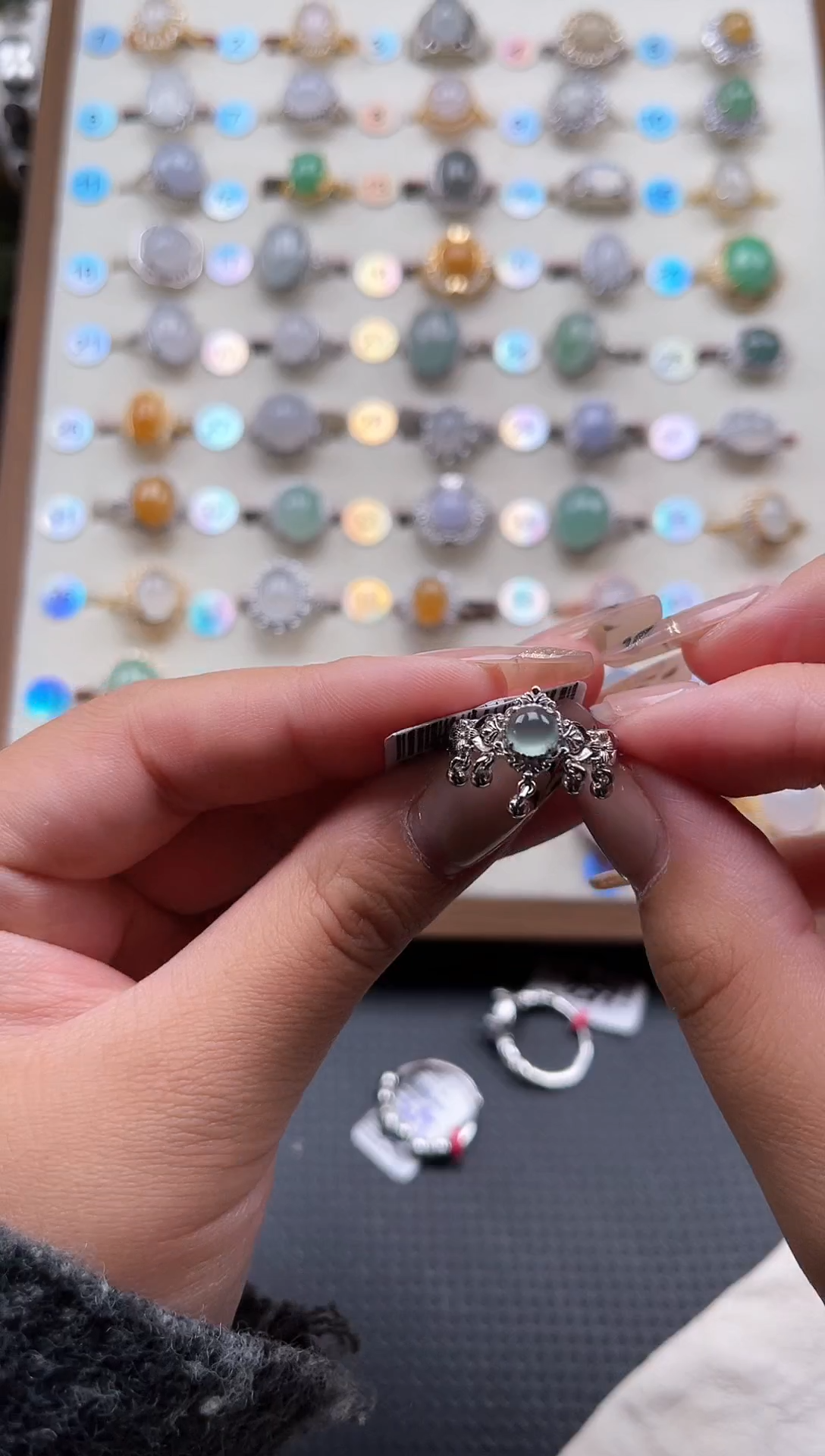 【闪购商品】翡翠戒指银S925镶嵌天然A货翡翠戒指