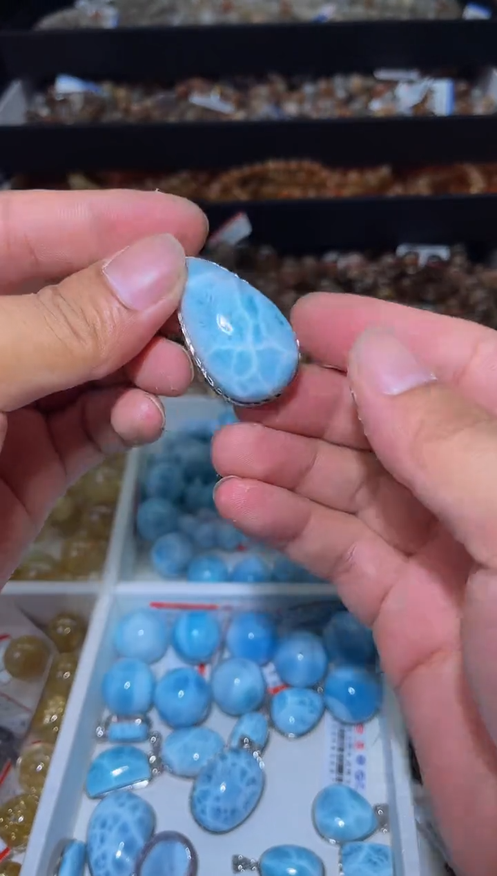 针钠钙石（海纹石）银S925镶嵌吊坠(不含链)L10-多样性发其一