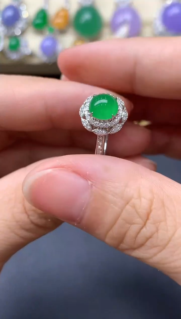 翡翠戒指18K金镶嵌375-中国好珍宝