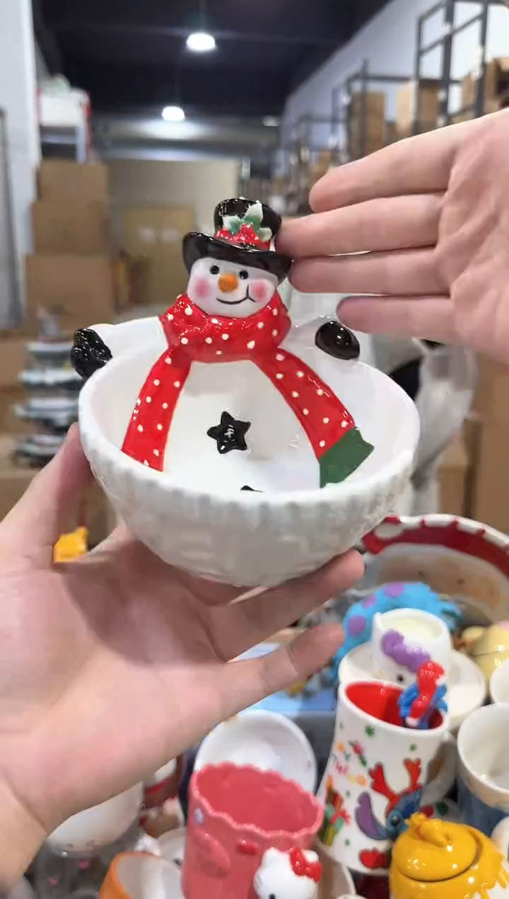 瓷片原盒雪人碗 