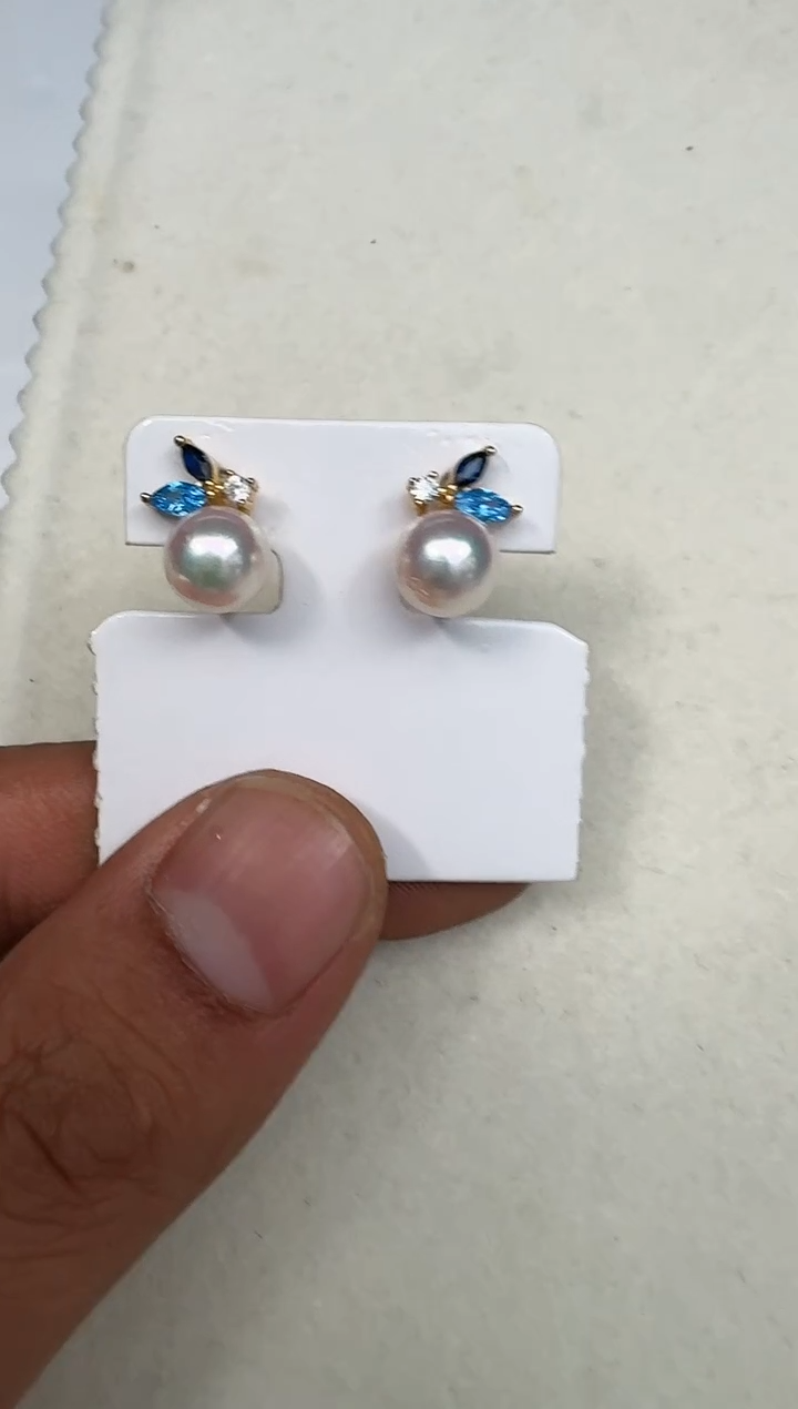 银S925镶嵌耳饰海水珍珠耳钉