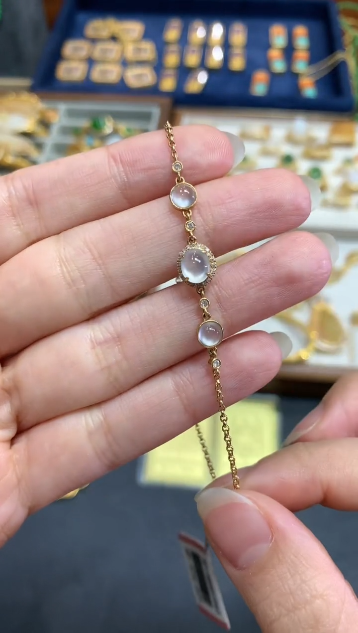 【闪购商品】翡翠手链18K金镶嵌A772|4980