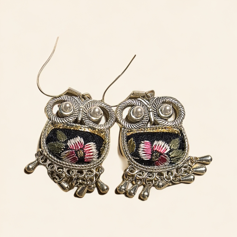 合金布艺耳饰 民族风手工刺绣耳饰非遗传承精美耳环