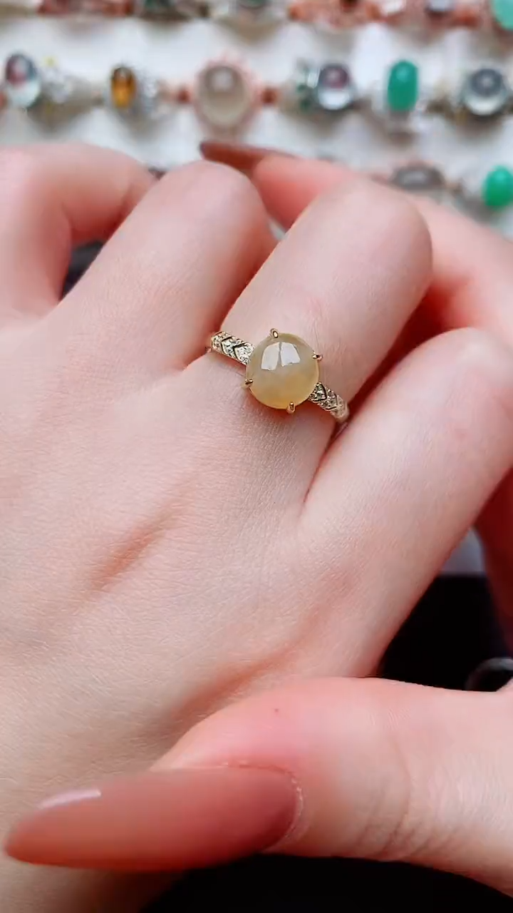 银S925镶嵌戒指翡翠...