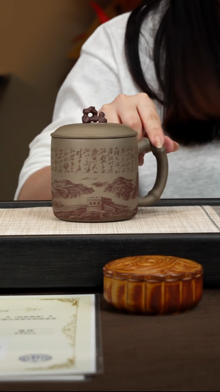 茶壶紫砂【P038】太湖石盖杯 