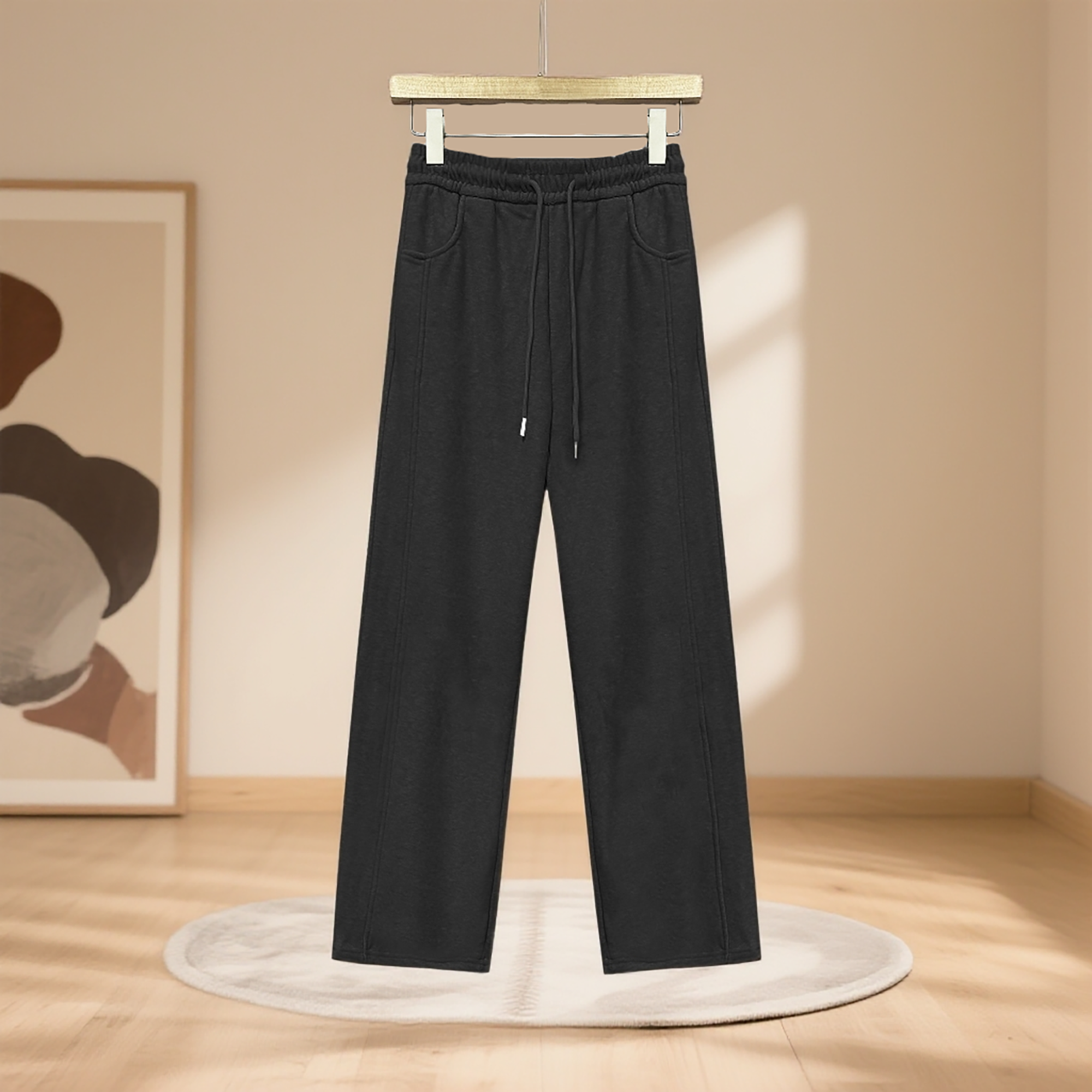 新品上线！秋冬季时尚百搭休闲直筒加绒毛巾裤H50