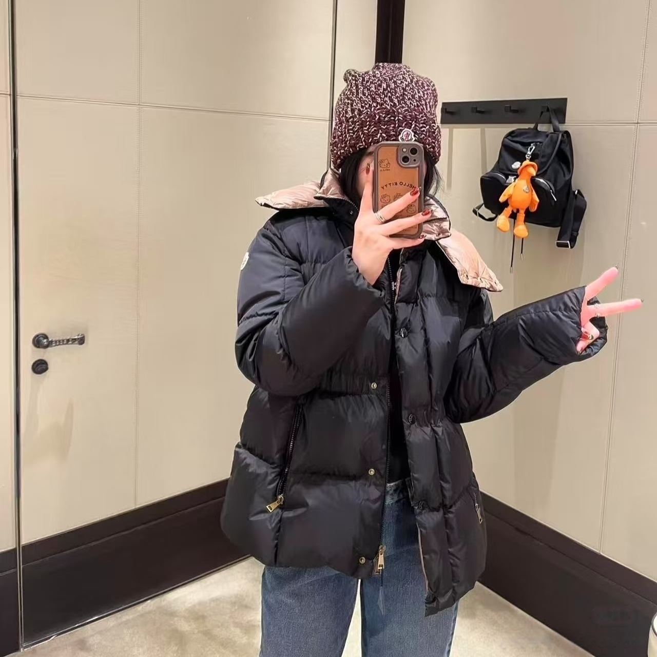 KUNGE-2025秋冬新款连帽松紧带90白鹅绒外套-KG16926