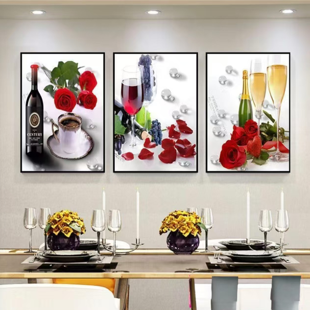 晶瓷平面【杯酒畅饮】710沙发背景墙挂画卧室床头装饰画捡漏