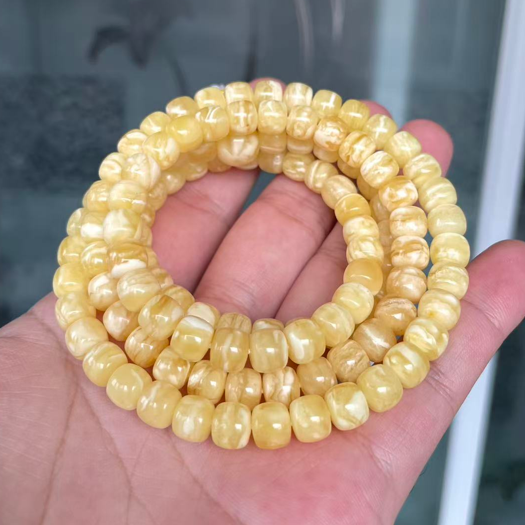 虎皮纹千层雪蜜蜡佛珠108颗7.5mm抖音质检发货