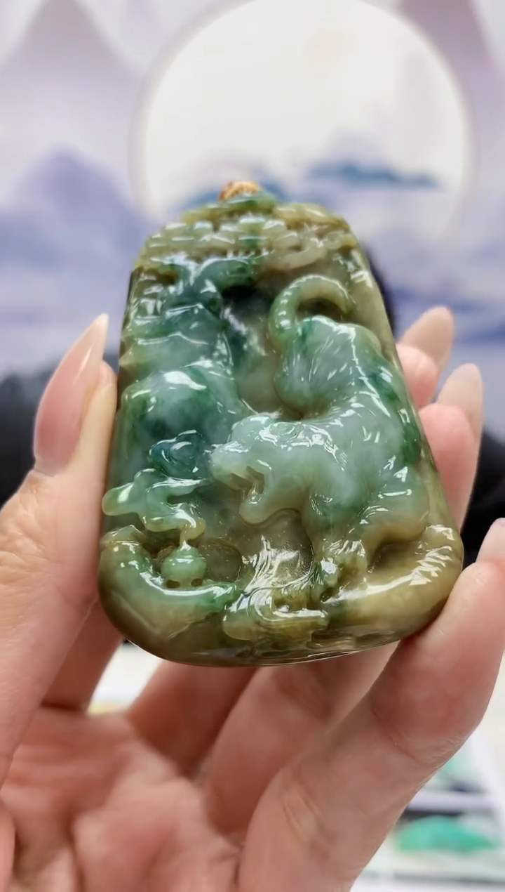 【闪购商品】定制翡翠未镶嵌5060MM-毛货挂件135赠珠链