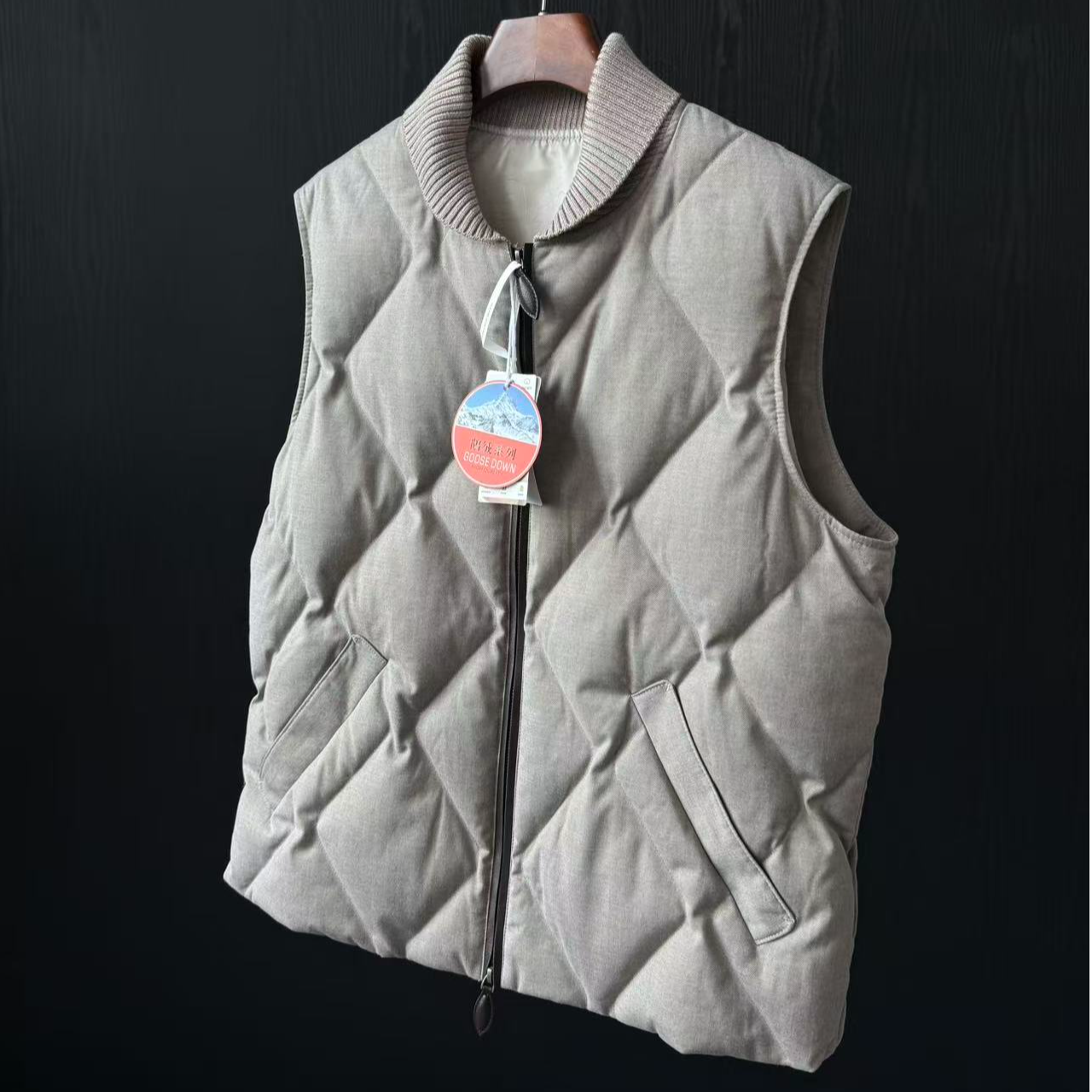 【鹅绒系列】蓬松保暖百搭灰调高品质白鹅绒羽绒马甲背心6574