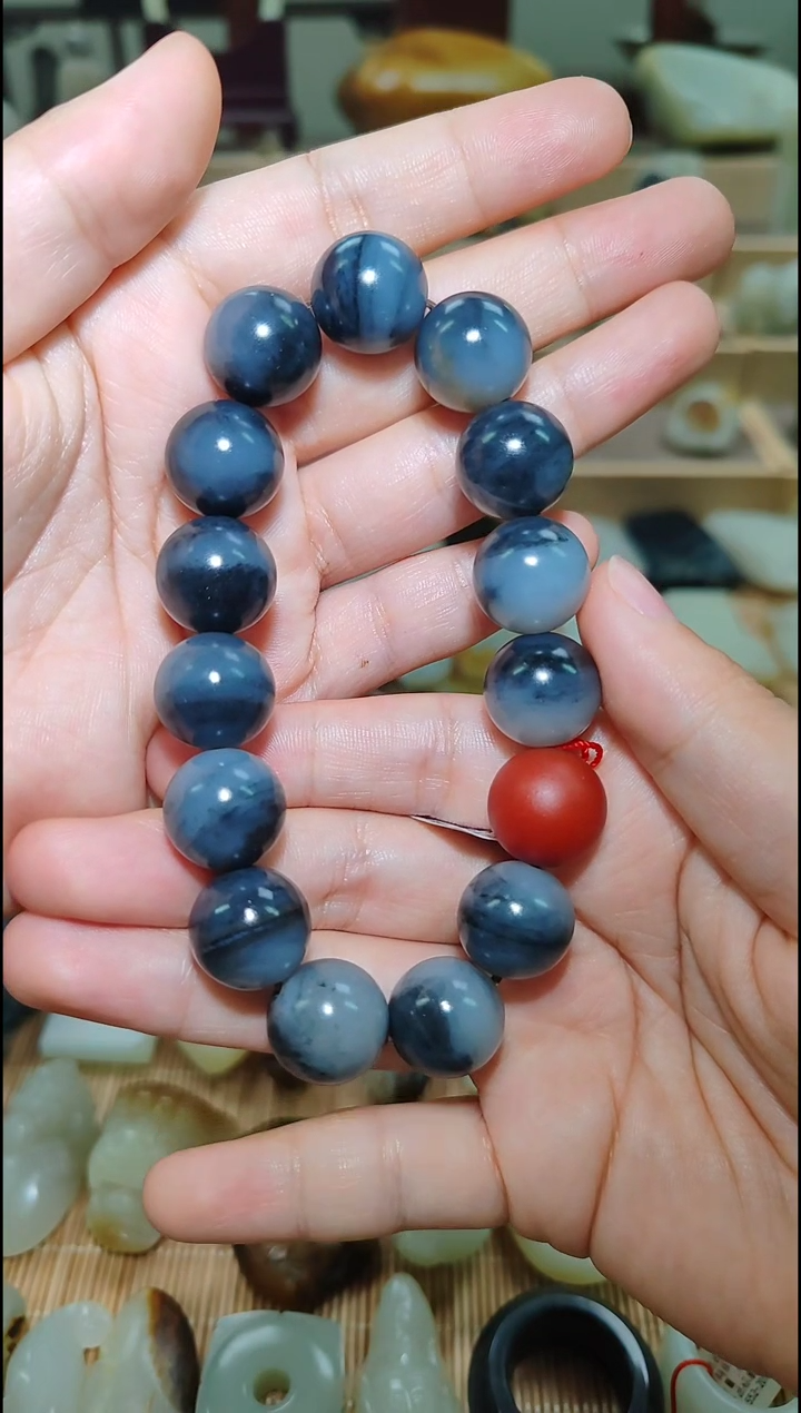 【闪购商品】和田玉手串未镶嵌新疆和田玉青花手串 卡16