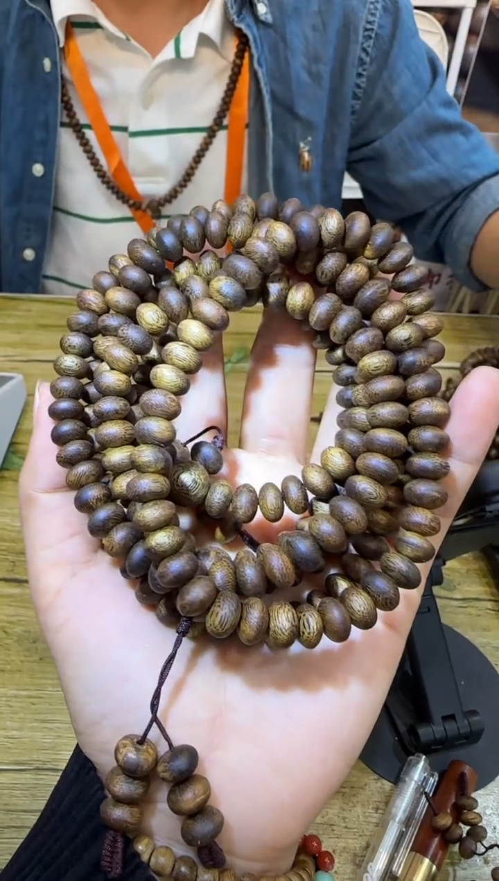 沉香手串99沉海南奇楠红金貎算盘珠长串9mm多样性发1