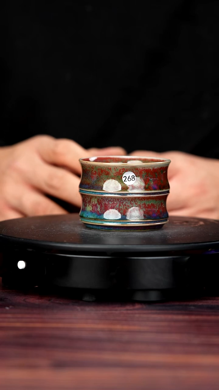 杯子瓷阿*268#李盼龙一级品原矿钧瓷竹节杯