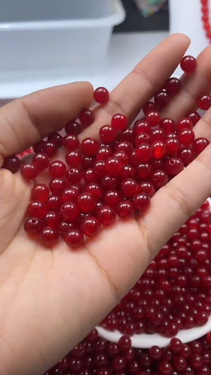 未镶嵌颈饰玛瑙/玉髓W644-冰锦红南红色6mm*35颗