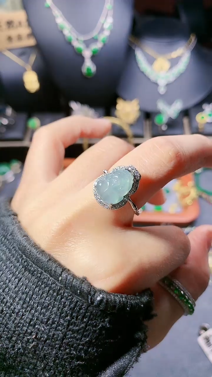【闪购商品】翡翠戒指银S925镶嵌戒指