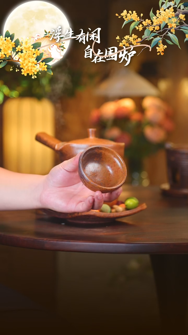 紫砂还原烧手捏葫芦杯