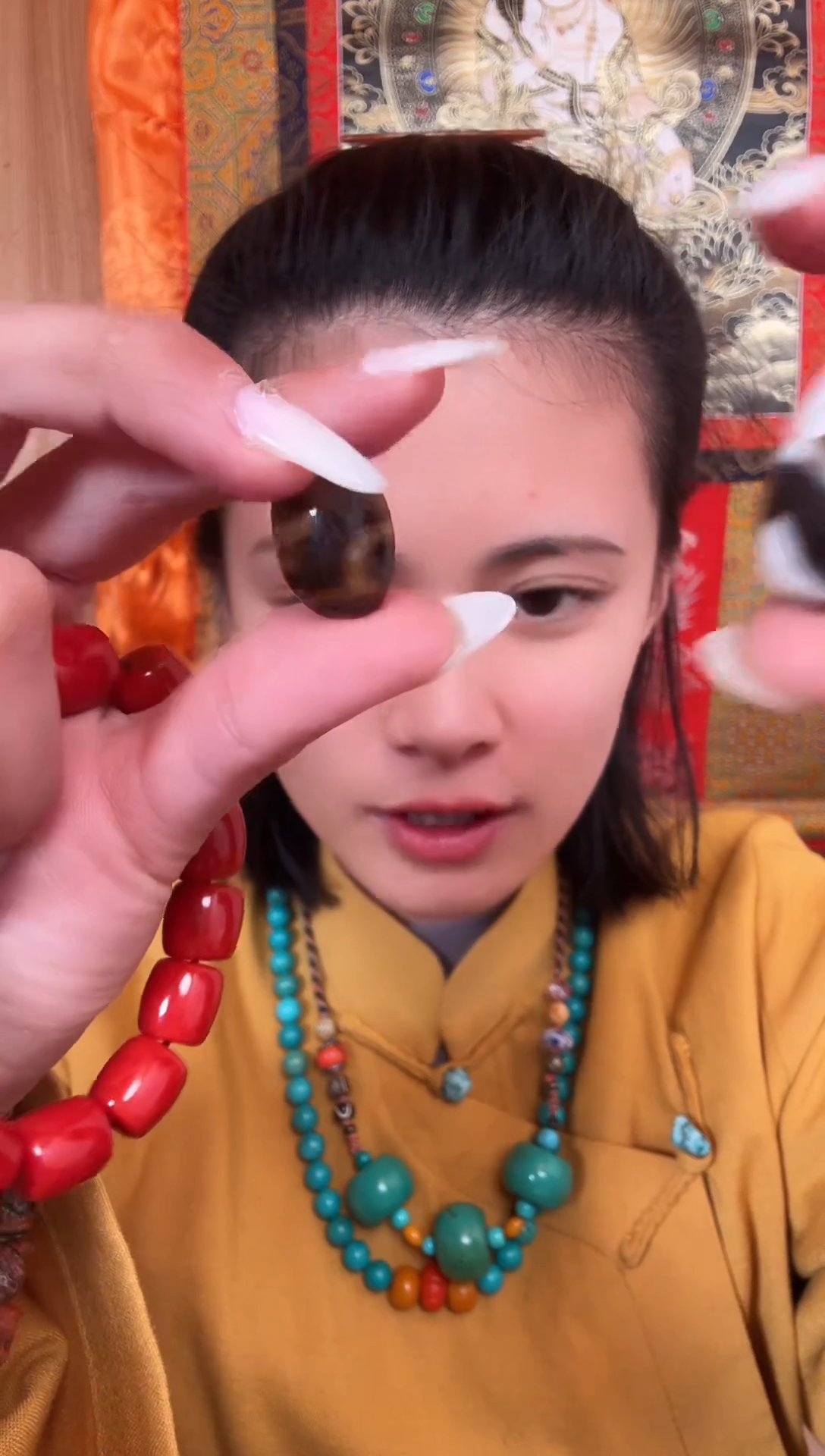 铁合金花岗石藏式风格珠串