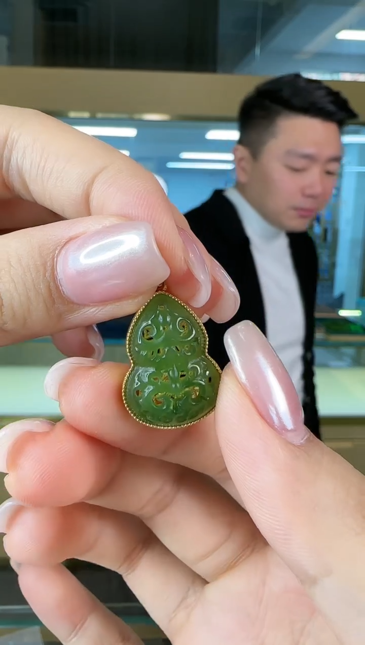 【闪购商品】和田玉吊坠18K金镶嵌0116-016