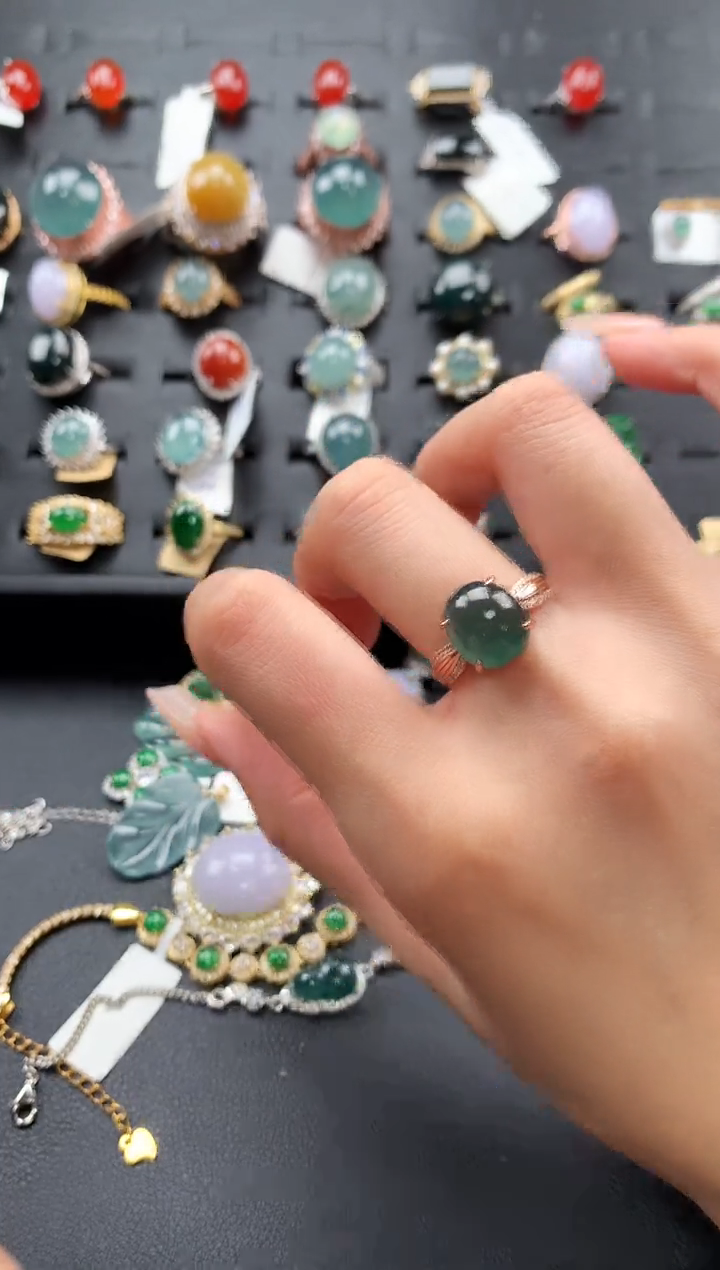 【闪购商品】翡翠戒指银S925镶嵌32524