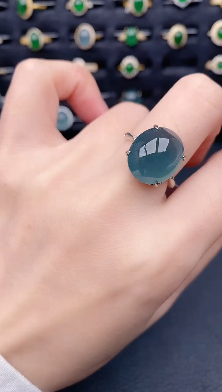 银S925镶嵌戒指翡翠天然a货翡翠20