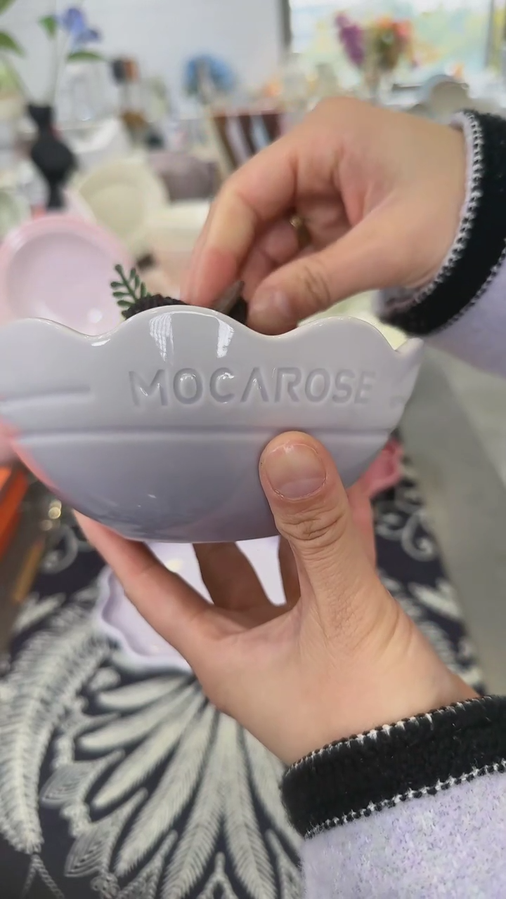 【闪购商品】瓷炻彩花边碗14CM-香芋紫