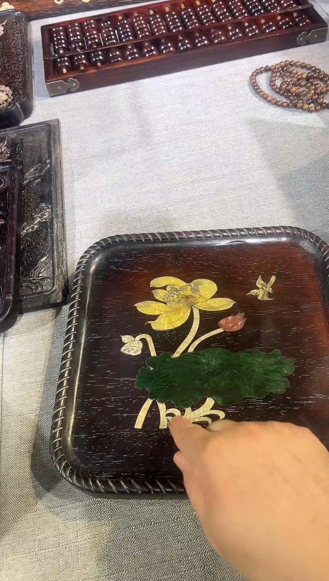 木紫檀一只鸟茶盘