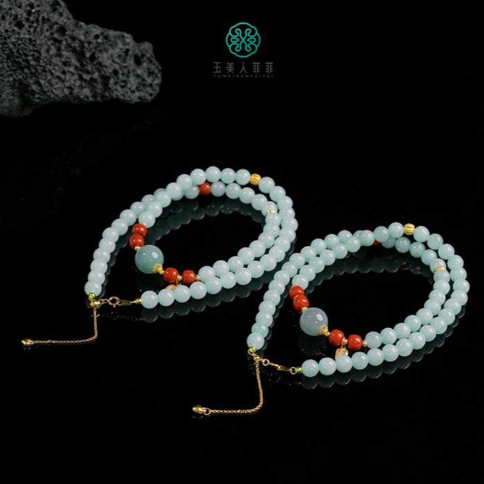 HD石惑珠宝~翡翠圆珠项链约6mm~多样性发一