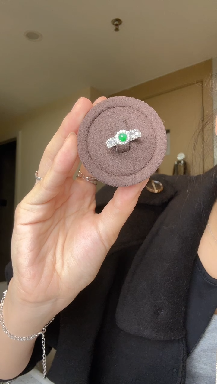 【闪购商品】翡翠戒指银S925镶嵌蛋面戒指