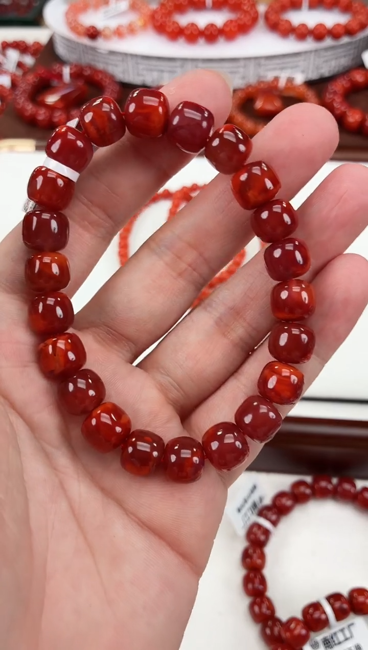 南红玛瑙瓦西老型手串10+未镶嵌一个/条