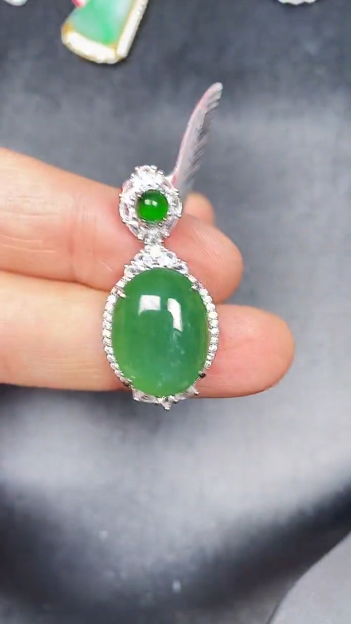 银S925镶嵌戒指翡翠3420