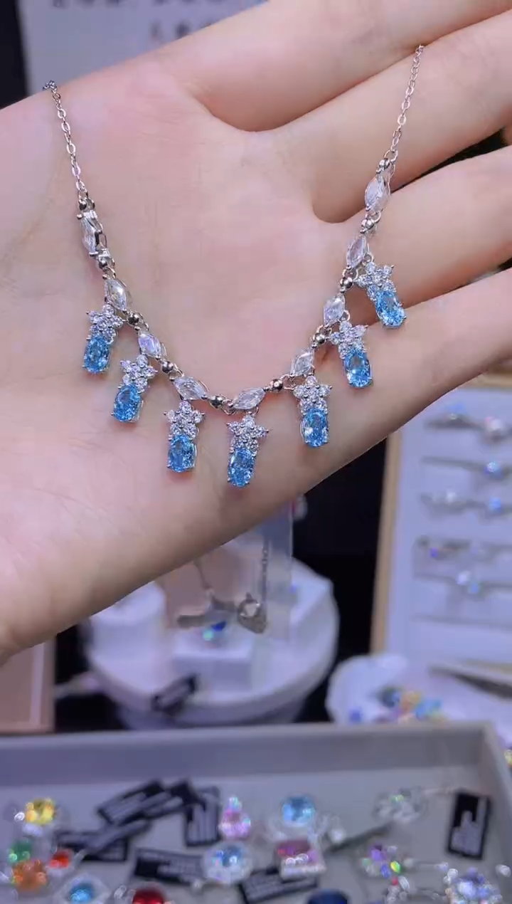 合成立方氧化锆925银编号F0254 项链 流苏  孤品