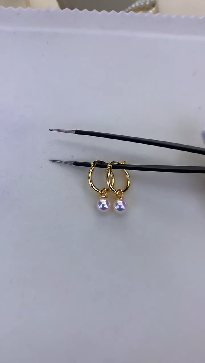 银S925镶嵌DA海水珍珠 GD218 耳扣 6-7