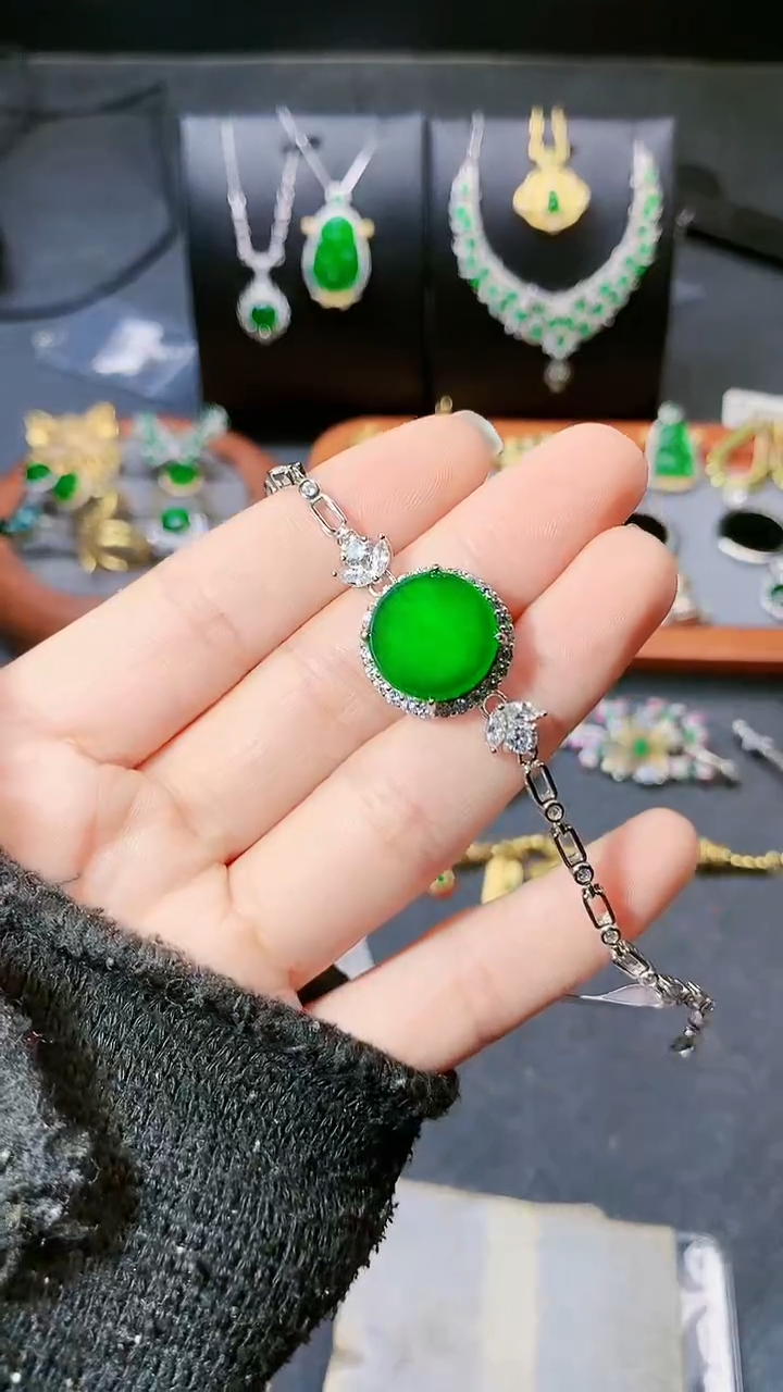 【闪购商品】翡翠手链银S925镶嵌手链