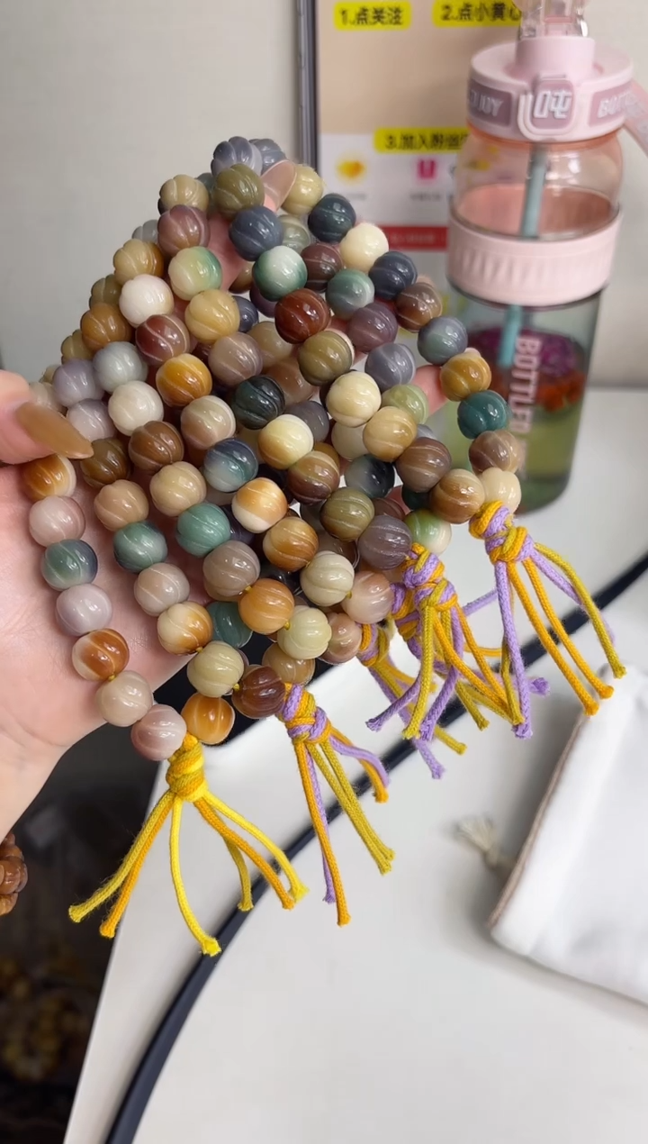 手串菩提根/象牙果沐g01紫美人玉化花卷酥11*13mm手持随机