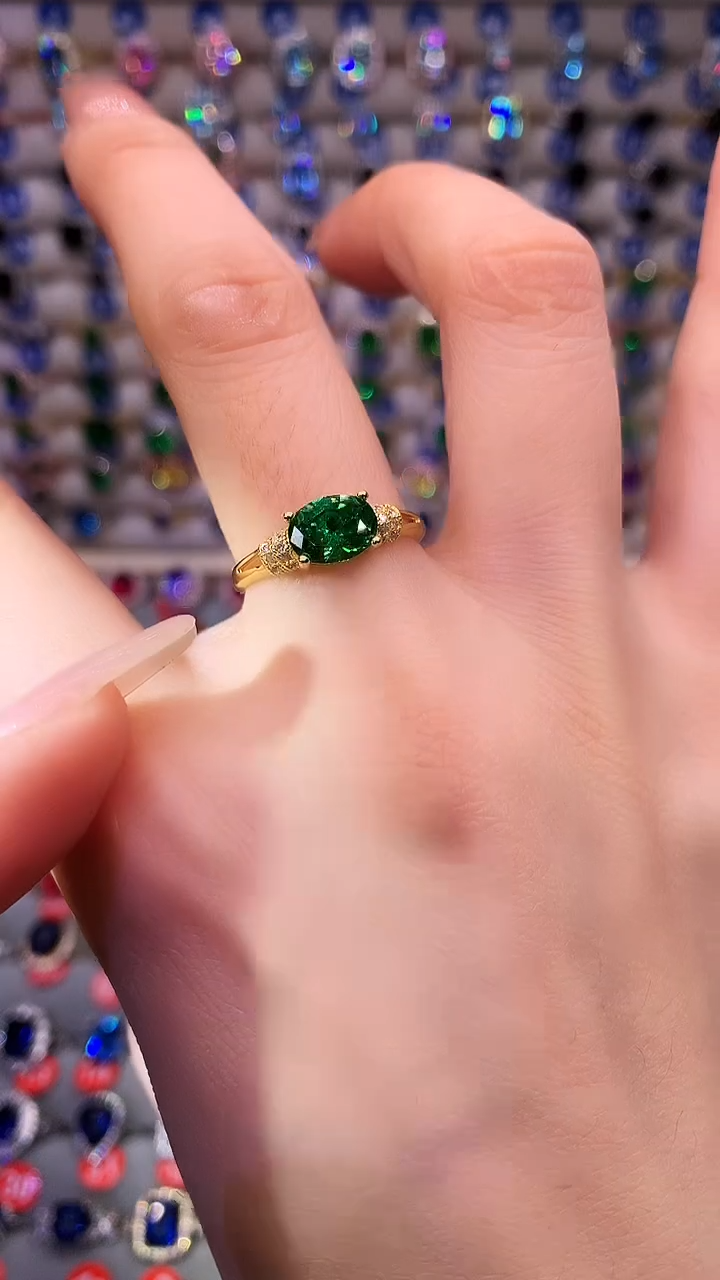 【闪购商品】透辉石戒指银S925镶嵌111111