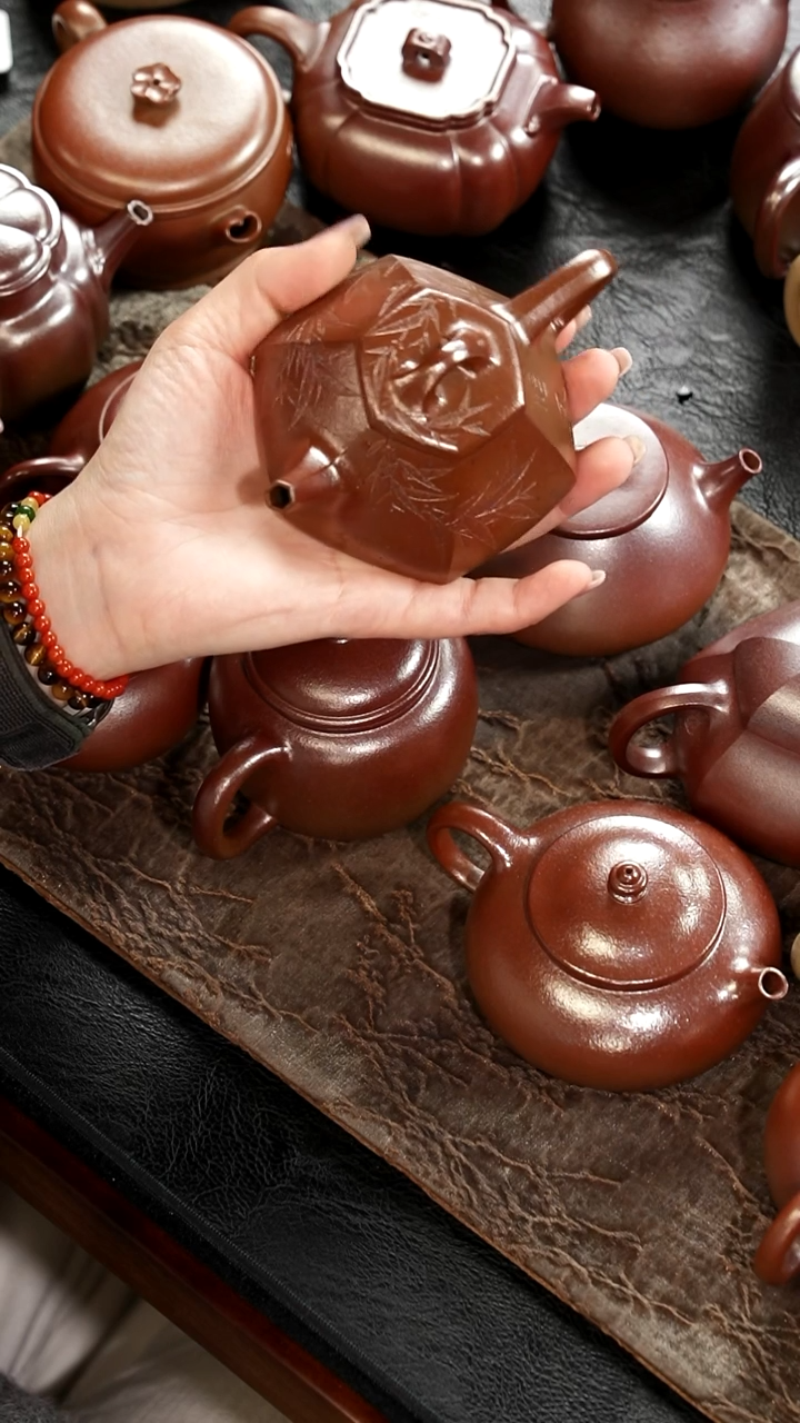 茶壶紫砂梓*柴烧底槽清六方子冶石瓢刻绘150cc