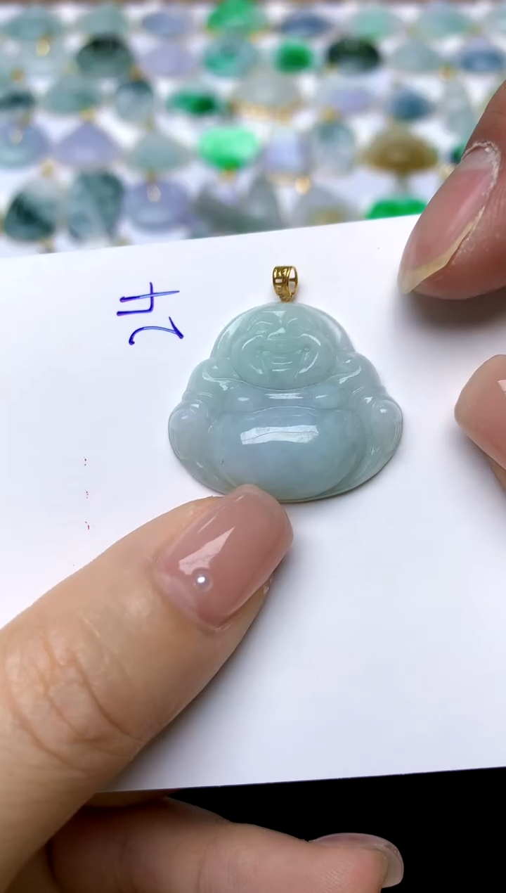 【闪购商品】翡翠颈饰18K金镶嵌24天然A货翡翠
