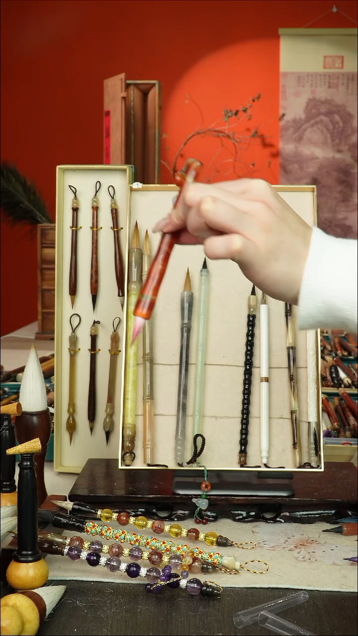 385号闪孤品高货毛笔链接 清水试笔 蘸墨不退