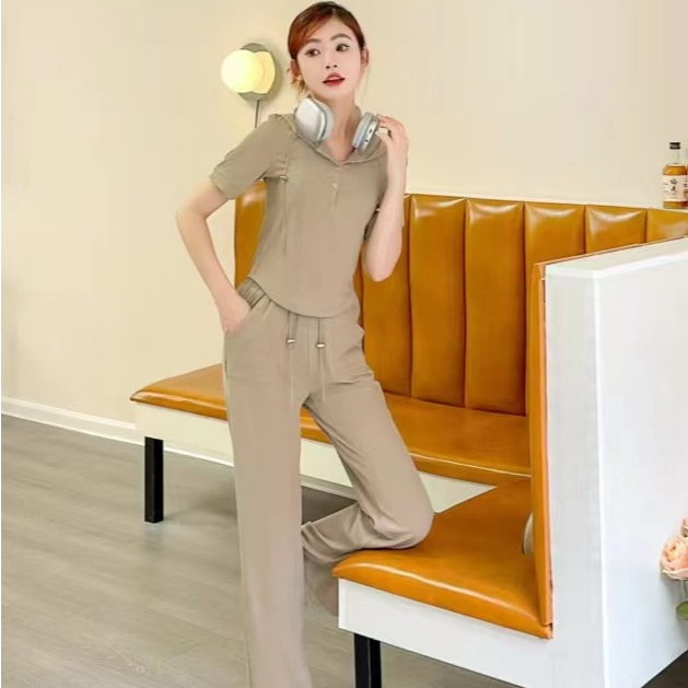 YT324293舒适显瘦夏季洋气运动气质春夏休闲运动套装长裤阔腿