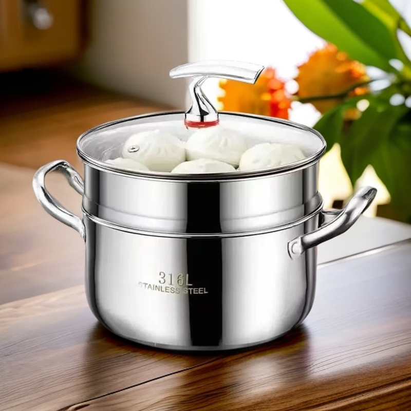 【双层24CM】不锈钢蒸汤锅电磁炉燃气灶通用上蒸下煮