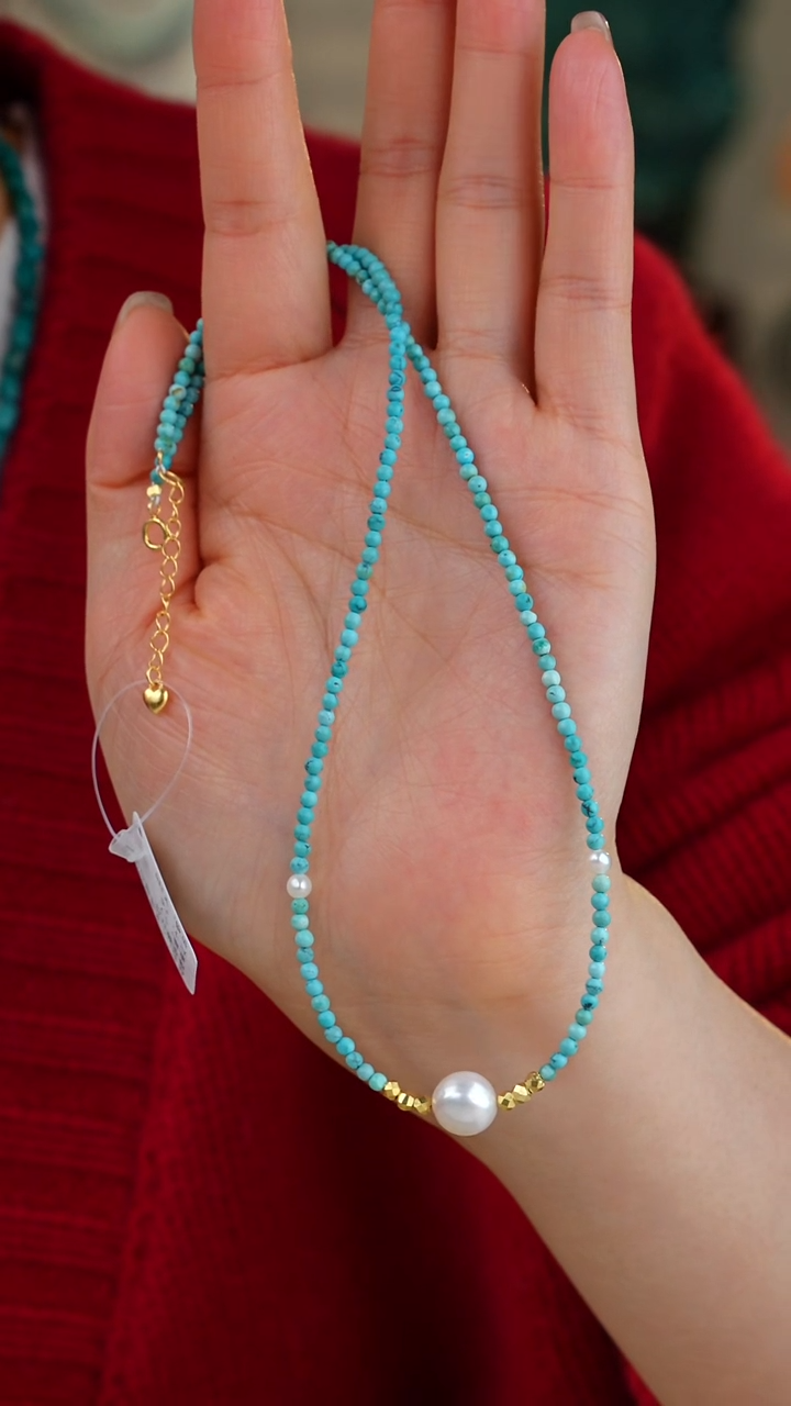 【闪购商品】绿松石项链银S925镀金镶嵌多样性发货