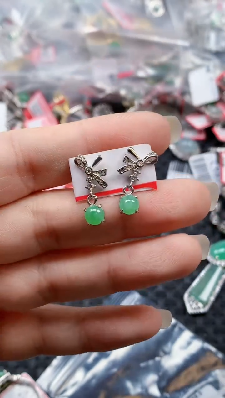 银S925镶嵌戒指翡翠天然A货缅甸翡翠