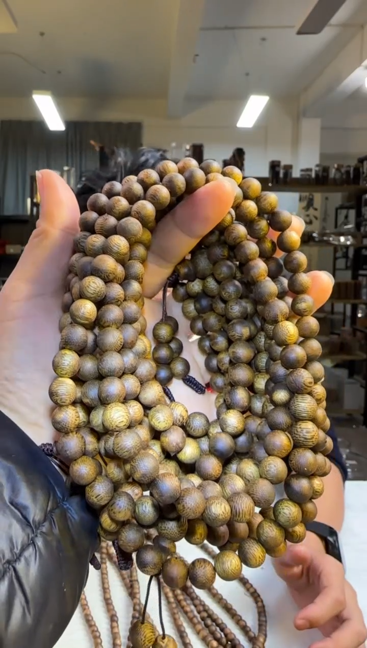 沉香手串99沉海南尖峰岭老白棋正圆珠8mm108颗25g+多样性发1