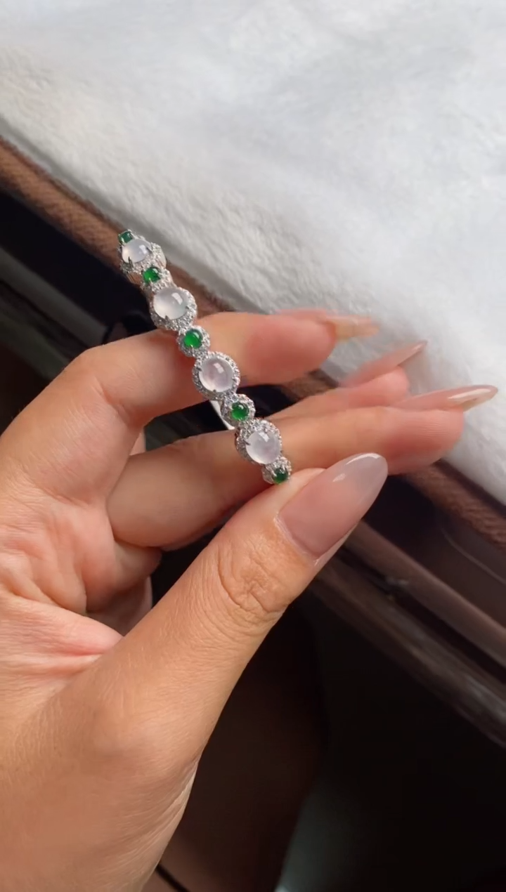 翡翠戒指银S925镶嵌天然A货翡翠