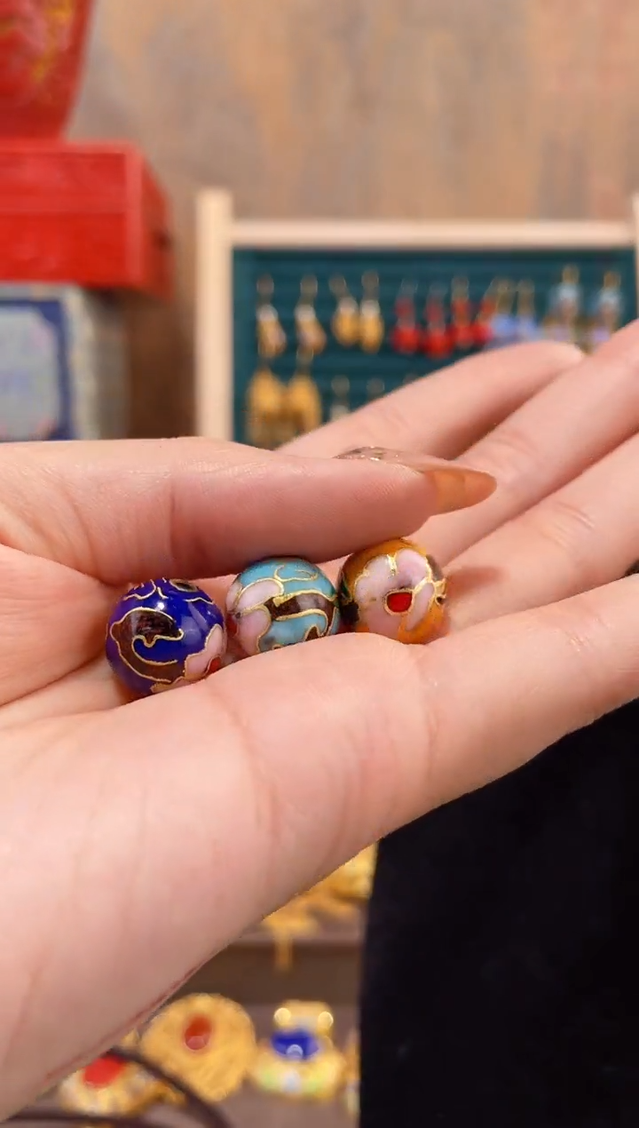 【闪购商品】非遗景泰蓝1.4单珠精品三颗