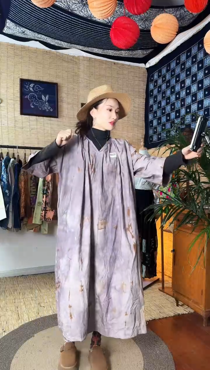 【闪购商品】设计师款紫色大衣裙