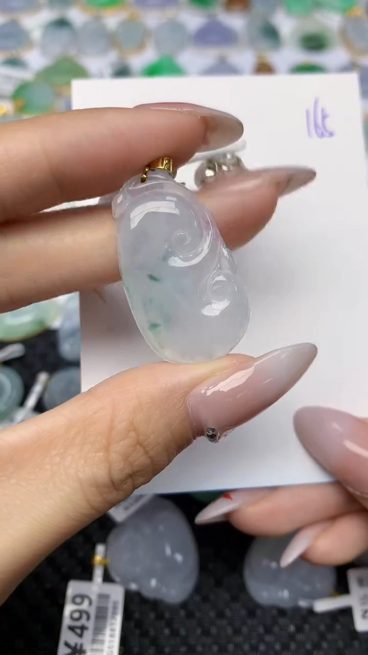 【闪购商品】翡翠颈饰18K金镶嵌天然翡翠a货